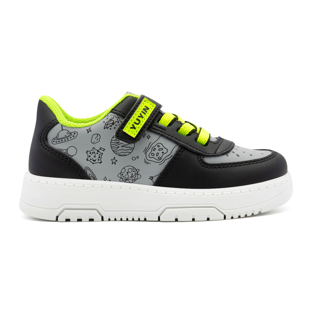 YUYIN TENIS ESPACIAL GRIS CON NEGRO  #24041 (12-17)